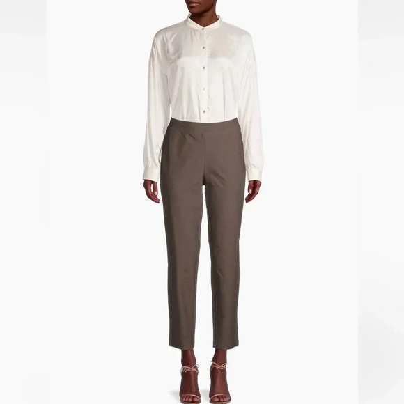 Eileen Fisher NWT 100% Silk Boxy Bone Button Up Large - Picture 3 of 14